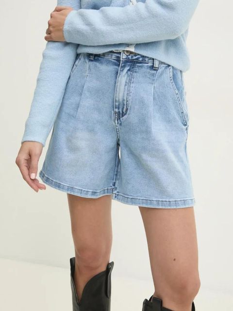 Answear.LAB szorty jeansowe damskie kolor niebieski gładkie high waist - zdjęcie produktu nr 1