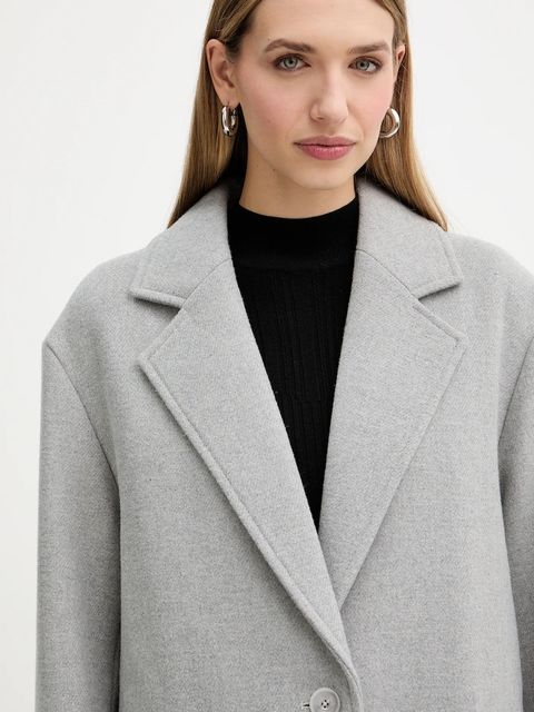 BOSS Orange płaszcz z dodatkiem wełny kolor szary 50548660