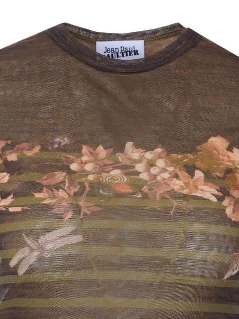 Jean Paul Gaultier crew-neck floral-print mini dress - Brown