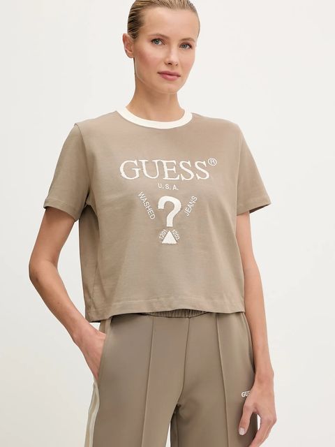 Guess t-shirt bawełniany FILANTA damski kolor beżowy V5GI18 I3Z14 - zdjęcie produktu nr 1