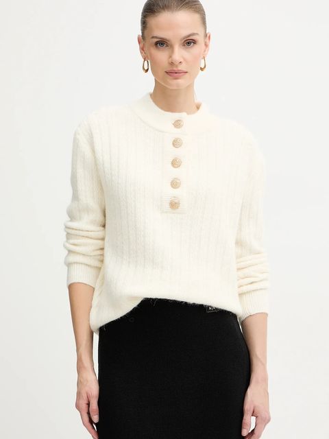 Morgan sweter z dodatkiem wełny damski kolor beżowy MESANGE - zdjęcie produktu nr 1