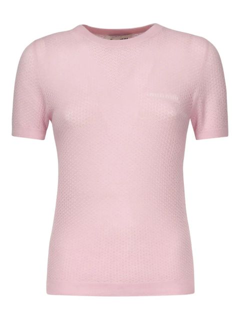 Miu Miu lace-effect intarsia top - Pink - zdjęcie produktu nr 1