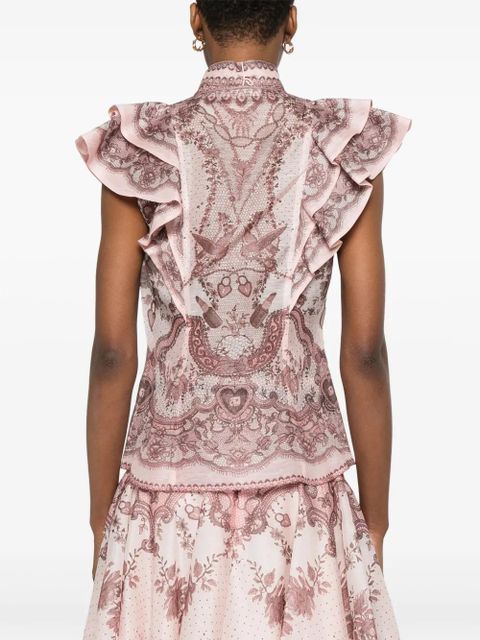 ZIMMERMANN Crush frilled blouse - Pink