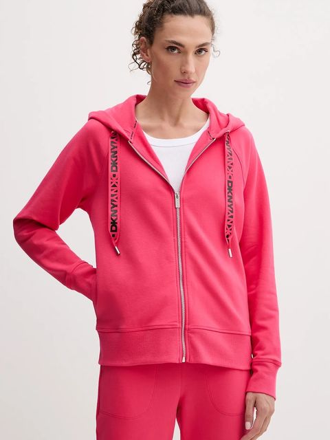 Dkny bluza damska kolor różowy z kapturem gładka DP5J9510 - zdjęcie produktu nr 1