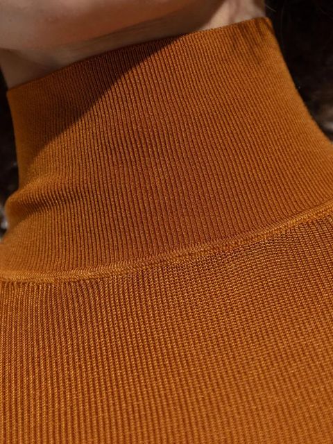 Self-Portrait ribbed high-neck top - Orange