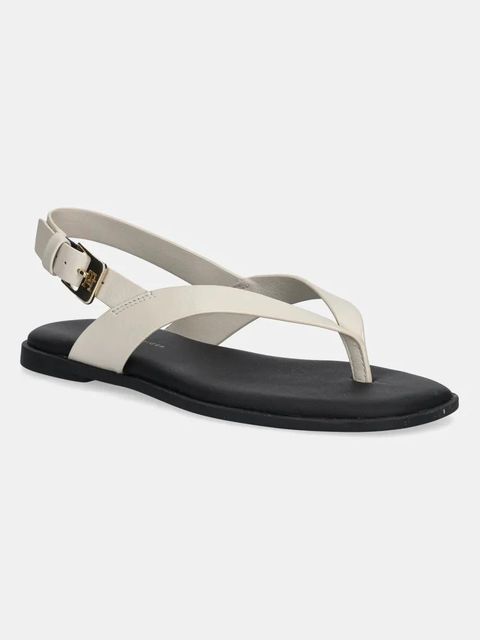 Tommy Hilfiger sandały skórzane COLOR BLOCK THONG FLAT SANDAL damskie kolor beżowy FW0FW08883 - zdjęcie produktu nr 1
