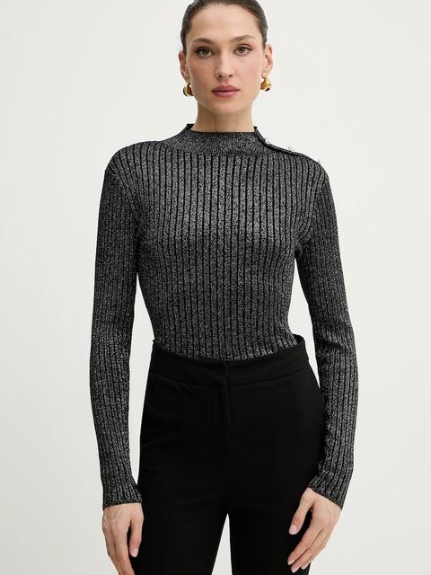 Morgan sweter damski kolor czarny lekki z półgolfem MCORIA - zdjęcie produktu nr 1