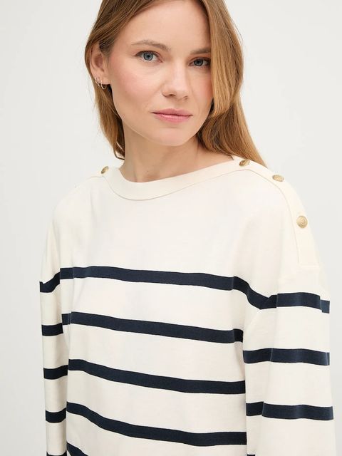 Tommy Hilfiger longsleeve bawełniany kolor beżowy WW0WW45760