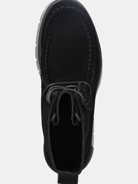 HUGO botki zamszowe Kris damskie kolor czarny na platformie 50552733