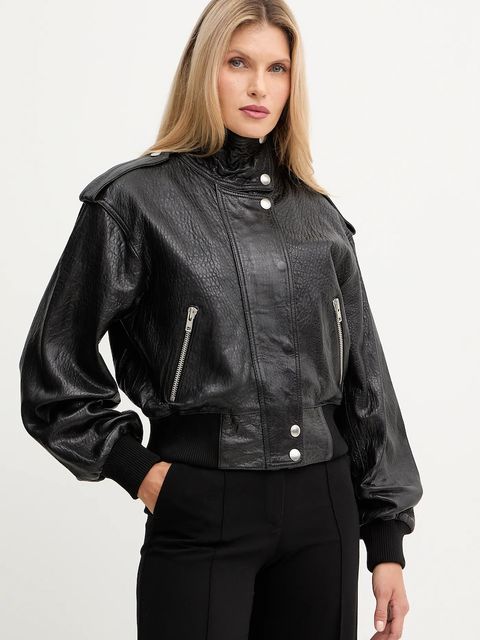 Stand Studio kurtka skórzana Ciara kolor czarny przejściowa oversize 66526-7970 - zdjęcie produktu nr 1