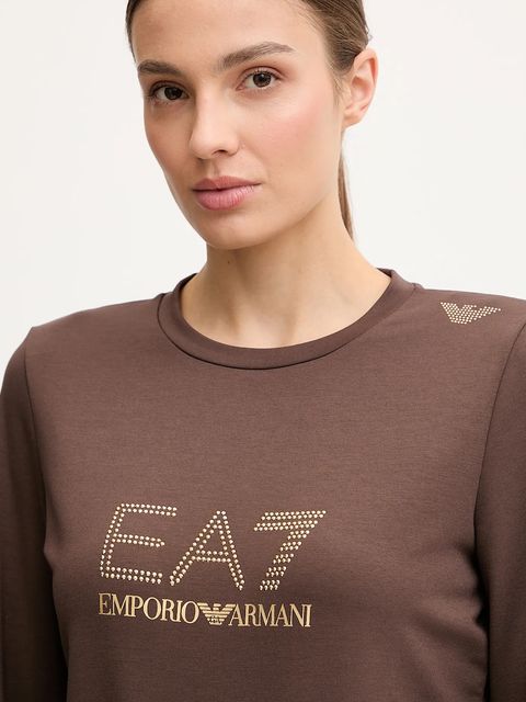 EA7 Emporio Armani bluza damska kolor brązowy z nadrukiem TJ9RZ.8NTM45