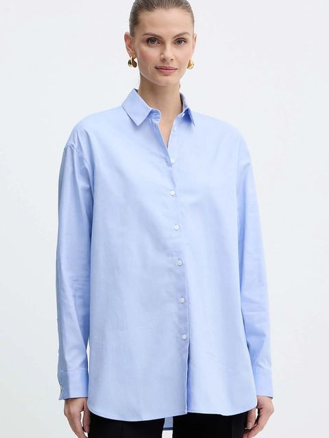 MAX&Co. koszula bawełniana damska kolor niebieski relaxed z kołnierzykiem klasycznym 2528116012200