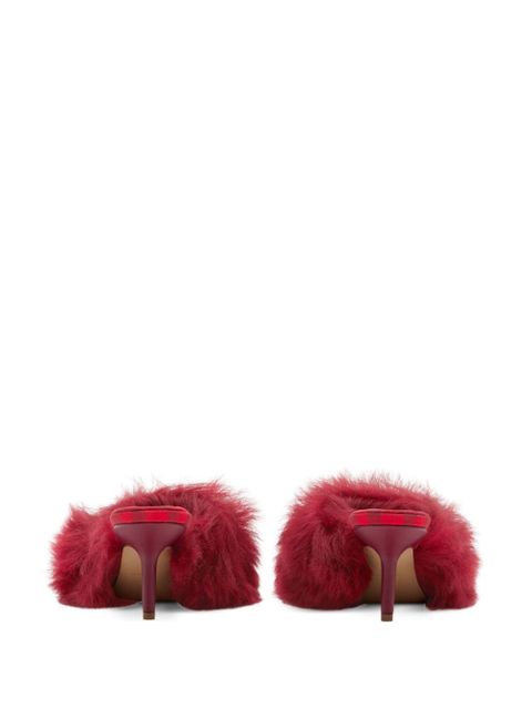 Burberry Jackie 65mm shearling sandals - Red
