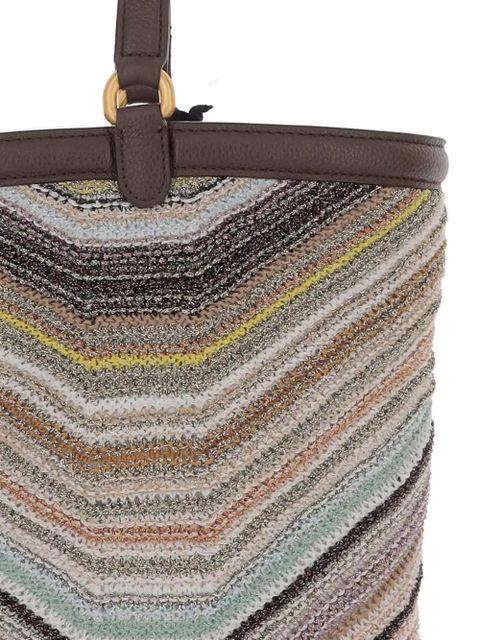 Missoni chevron-knit leather-trim shoulder bag - Neutrals