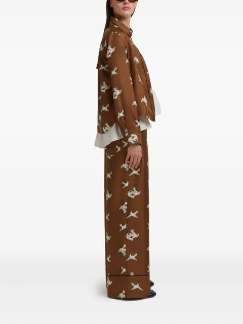 Marni raven-print wide-leg trousers - Brown - zdjęcie produktu nr 2