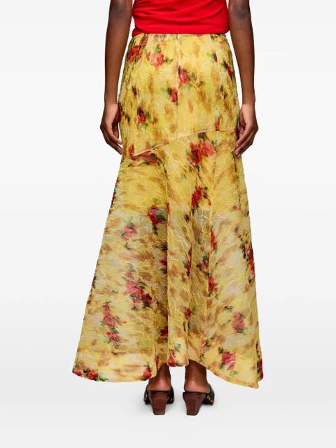 GANNI floral-print maxi skirt - Yellow