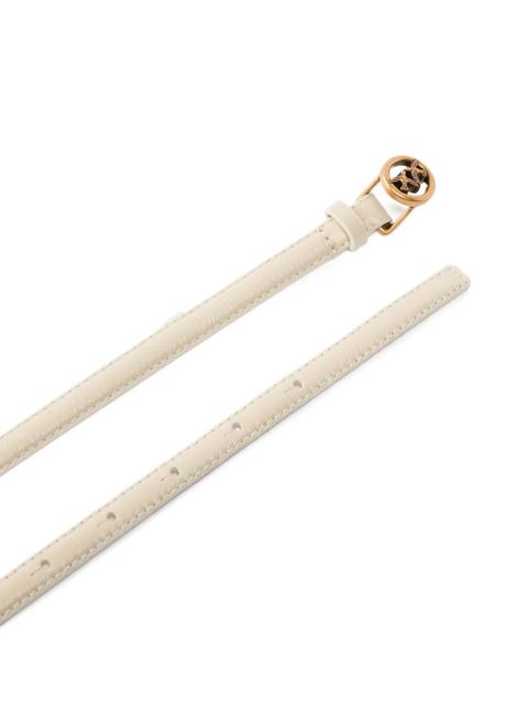 PINKO logo leather belt - White