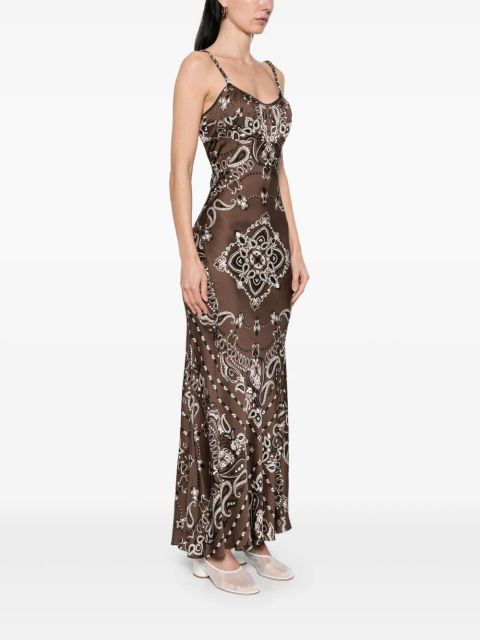 SANDRO bandana-print maxi dress - Brown