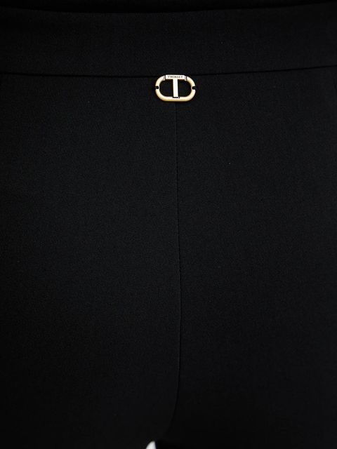 Twinset spodnie damskie kolor czarny dzwony high waist 252TT2232