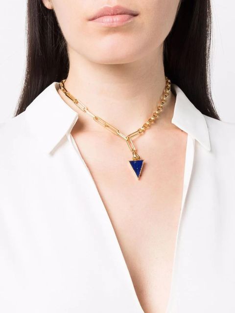 Missoma triangle-gemstone chain-link necklace - Gold