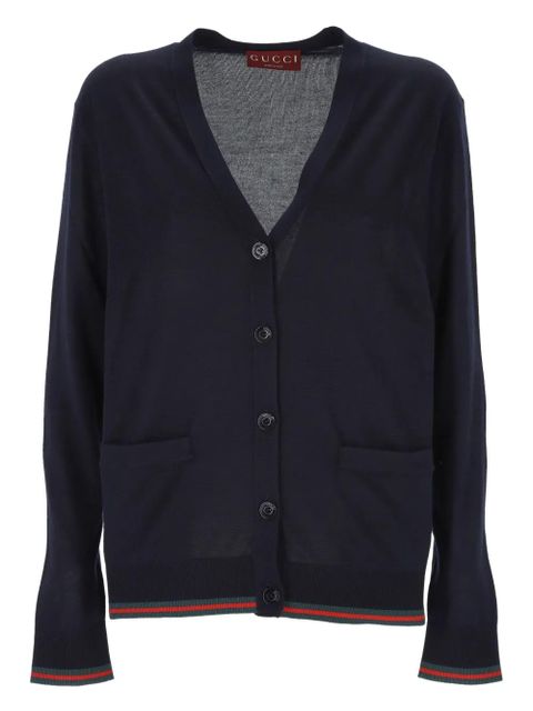 Gucci Web stripe-trim cardigan - Blue - zdjęcie produktu nr 1