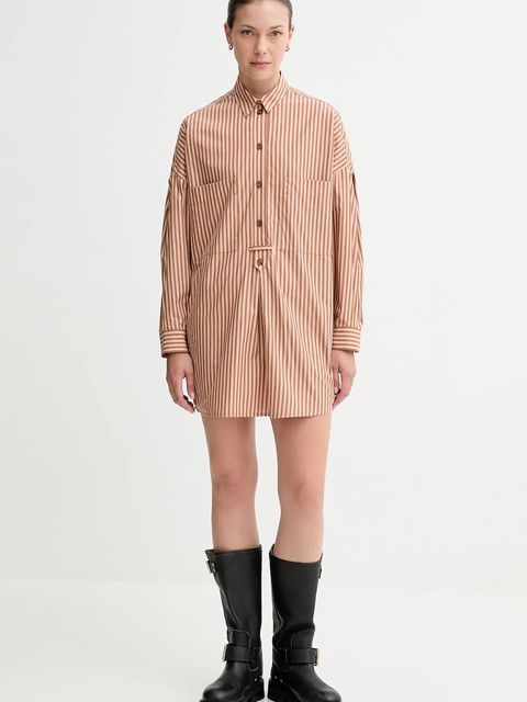 Sessun sukienka bawełniana kolor brązowy mini prosta 25105013 - zdjęcie produktu nr 1