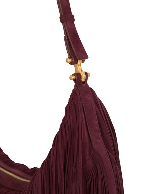 Balmain large Ebene fringed hobo bag - Red