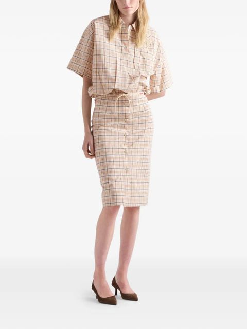 Prada checked cotton poplin pencil skirt - Neutrals - zdjęcie produktu nr 2