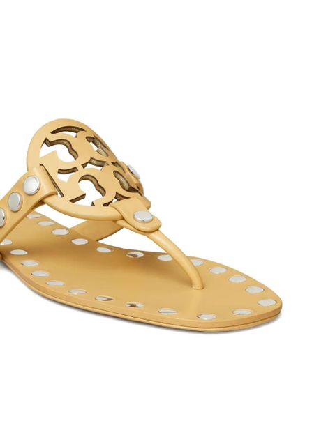 Tory Burch Miller studded leather flat sandals - Yellow