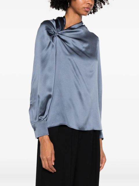 Max Mara knot-detail long-sleeve blouse - Blue