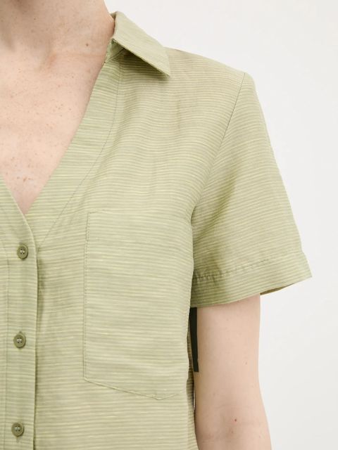 United Colors of Benetton koszula z domieszką lnu damska kolor zielony regular z kołnierzykiem klasycznym 5YPVDQ0BX