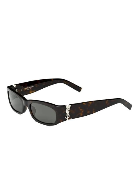 Saint Laurent Eyewear logo-plaque rectangle sunglasses - Brown - zdjęcie produktu nr 2