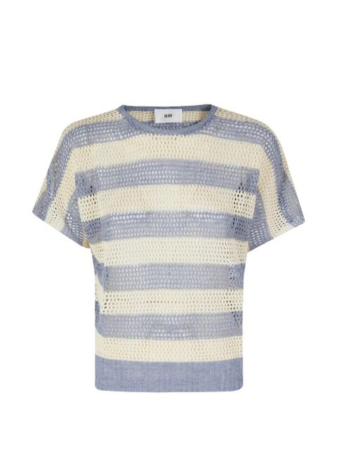 SOLOTRE Maglia Righe Latte striped open-knit sweater - Blue - zdjęcie produktu nr 1