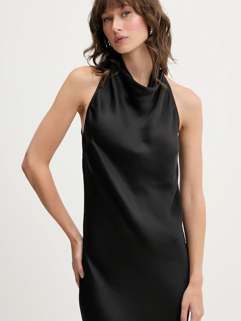 Rotate sukienka kolor czarny maxi rozkloszowana 114332100