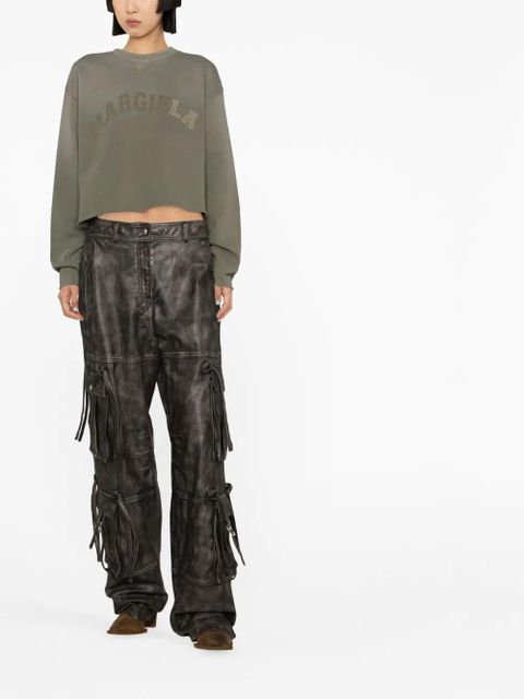 Maison Margiela logo-patch cropped sweatshirt - Green - zdjęcie produktu nr 2