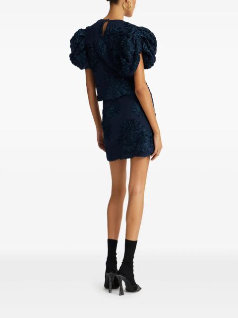 ROTATE BIRGER CHRISTENSEN floral-embellished puff-sleeve top - Blue