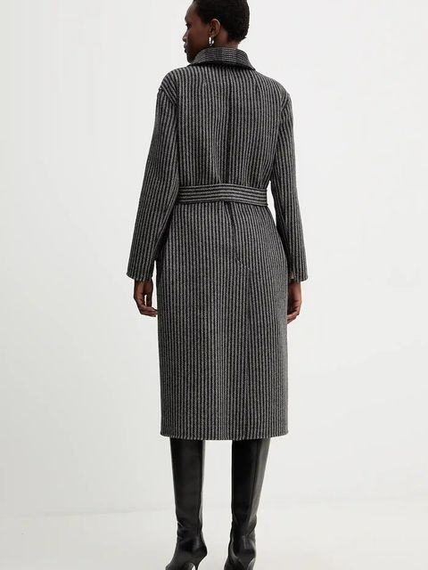 Twinset płaszcz dwustronny z wełną kolor czarny 252TP2080