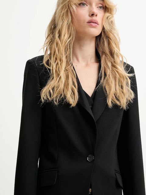 Answear.LAB marynarka kolor czarny jednorzędowa gładka