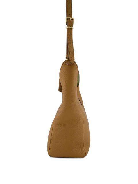 Miu Miu logo-patch leather shoulder bag - Brown