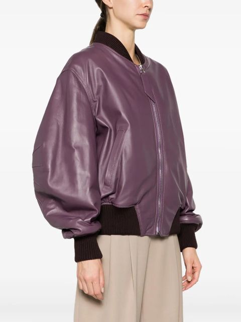 The Attico Anja padded leather bomber jacket - Purple