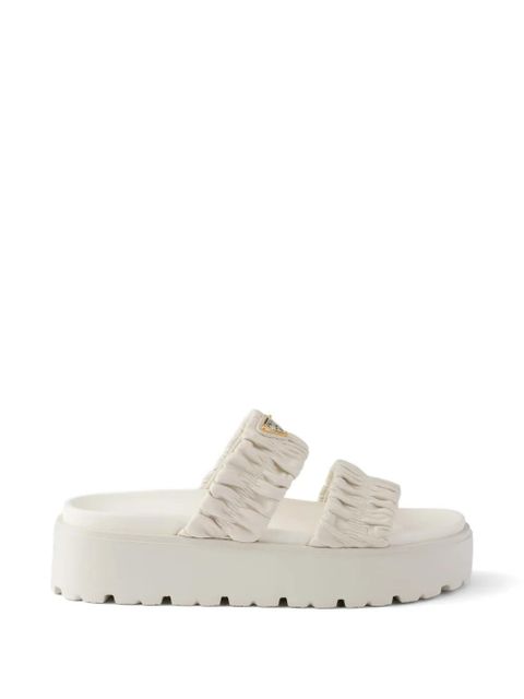 Prada Matelassé nappa leather flatform slides - Neutrals - zdjęcie produktu nr 1