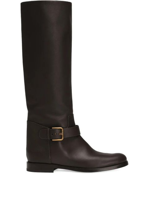 Dolce & Gabbana buckle-strap leather boots - Brown - zdjęcie produktu nr 1
