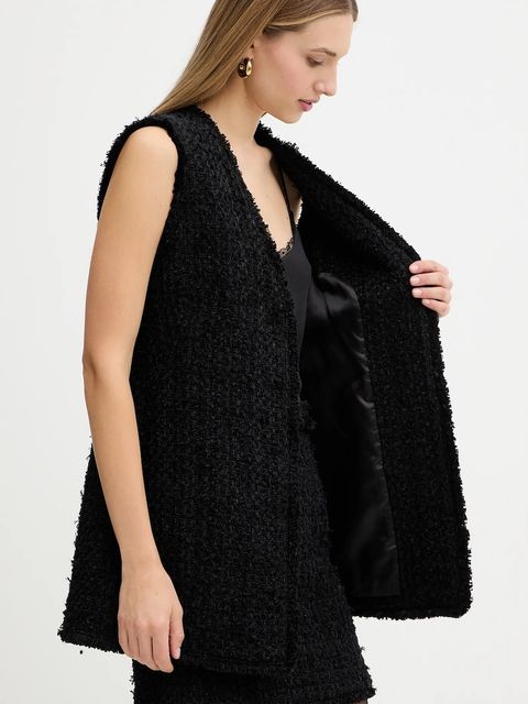 BOSS kamizelka z domieszką wełny kolor czarny jednorzędowa 50549128