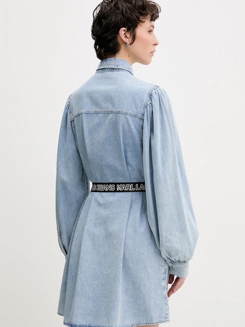 Karl Lagerfeld Jeans sukienka bawełniana kolor niebieski mini prosta A2W13022 - zdjęcie produktu nr 2
