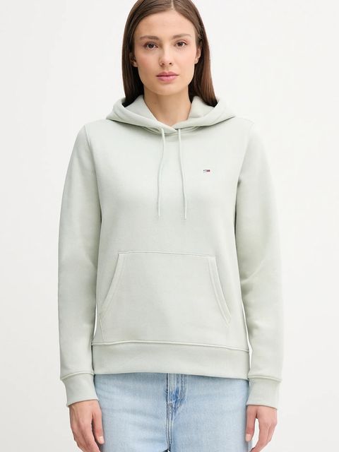 Tommy Jeans bluza damska kolor zielony z kapturem gładka DW0DW19958 - zdjęcie produktu nr 1