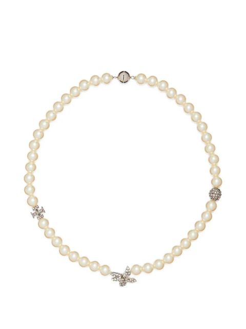 Tory Burch Moondance pave flower pearl necklace - Silver - zdjęcie produktu nr 1