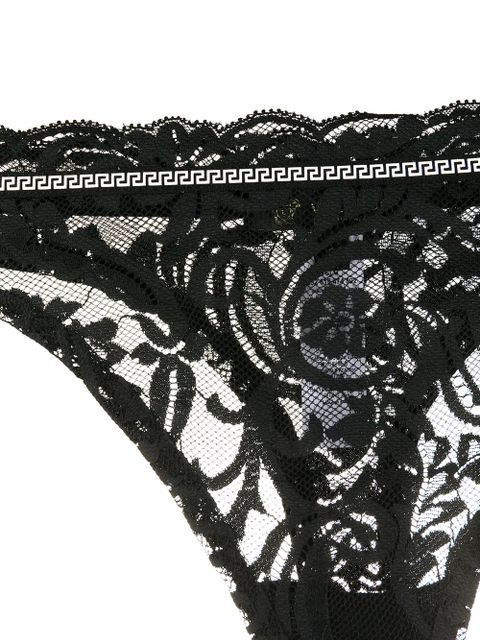 Versace Greek key lace thong - Black