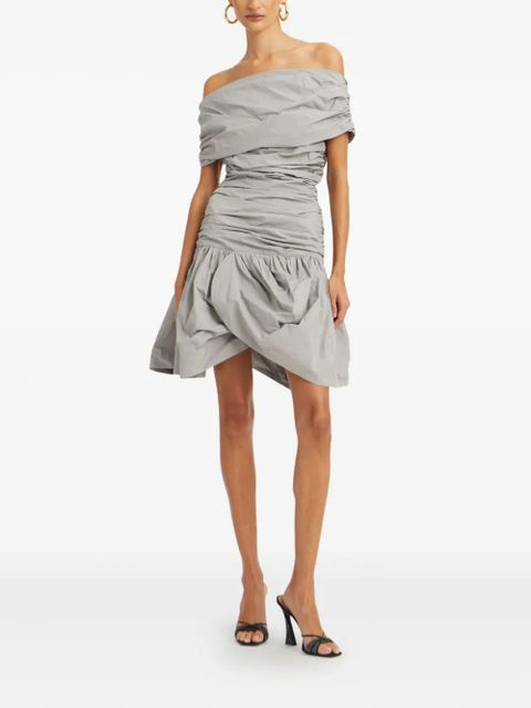 ROTATE BIRGER CHRISTENSEN off-shoulder ruched mini dress - Grey