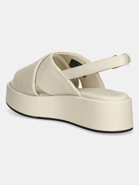 Tommy Hilfiger sandały skórzane TH LOGO HW PADDED LEATHER SANDAL damskie kolor beżowy na platformie FW0FW08808