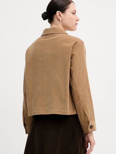 United Colors of Benetton koszula sztruksowa kolor brązowy regular z kołnierzykiem klasycznym 294BDN091